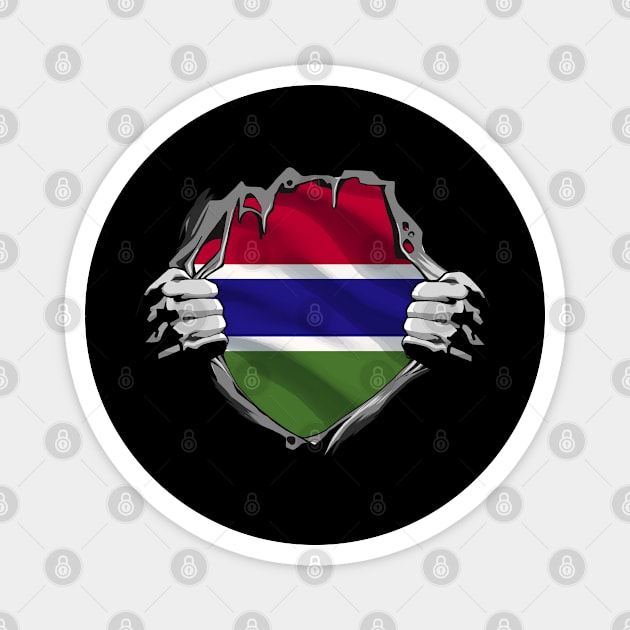 Two Hands Ripping Revealing Flag of Gambia Magnet by BramCrye